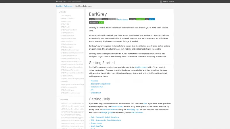 Homepage of EarlGrey