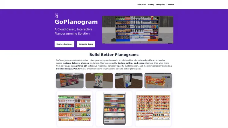 Homepage of GoPlanogram