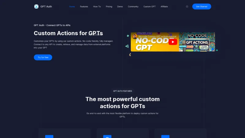 Homepage of GPT Auth