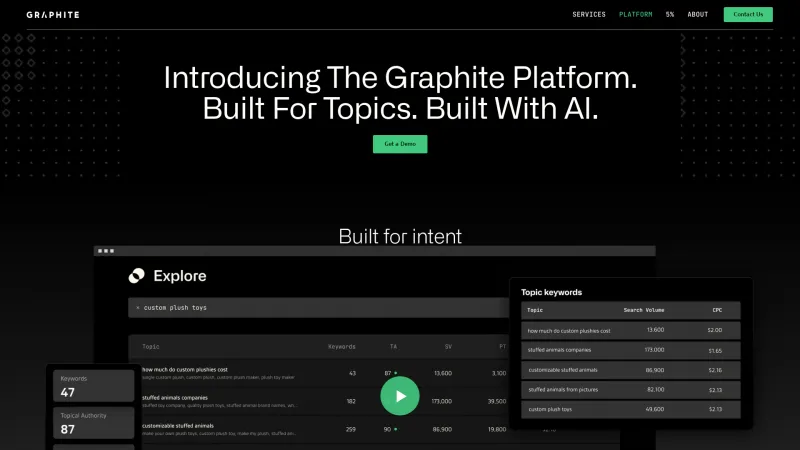 Homepage of Graphite Platform