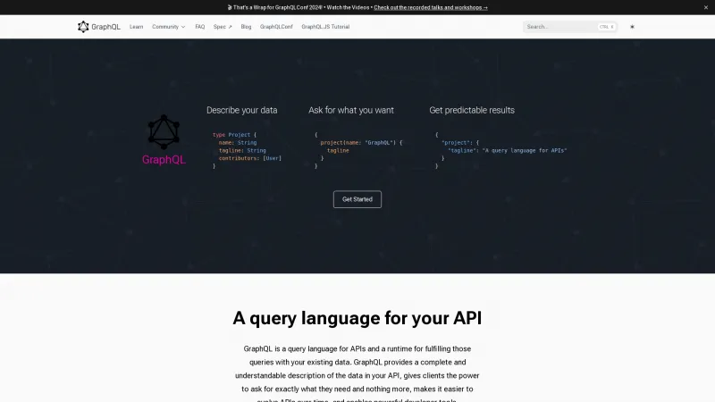 Homepage of GraphQL