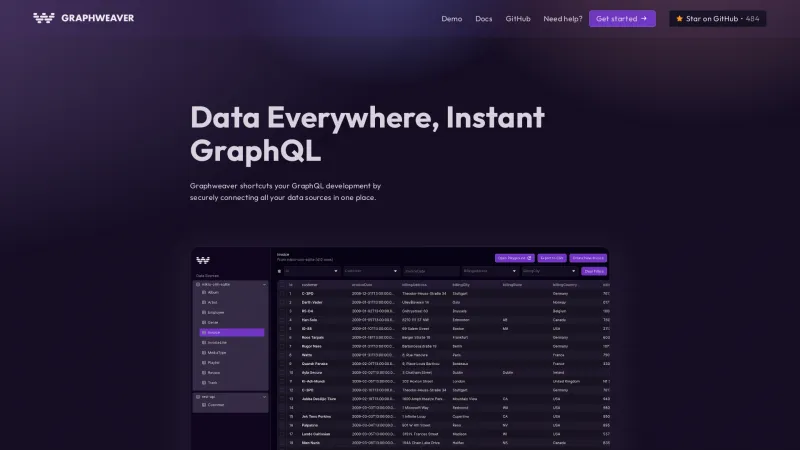 Homepage of Graphweaver