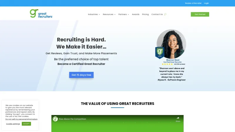 Homepage of Great Recruiters