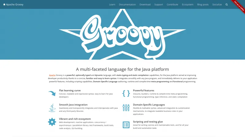 Homepage of Apache Groovy