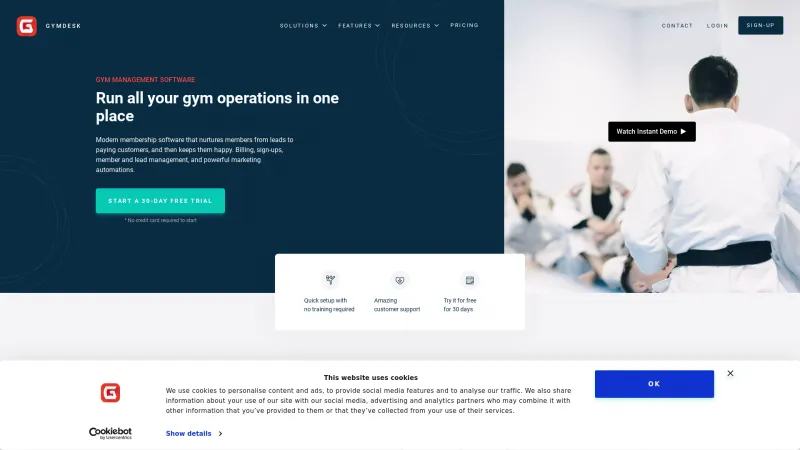 Homepage of Gymdesk