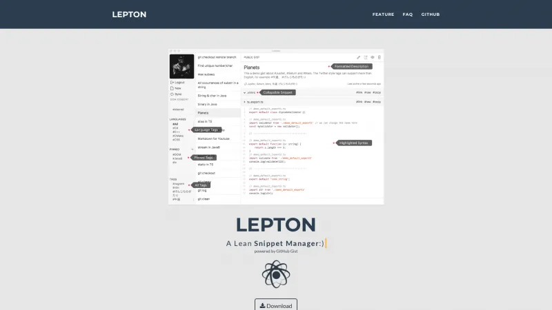 Homepage of Lepton