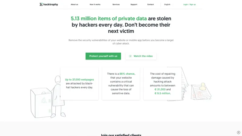 Homepage of Hacktrophy