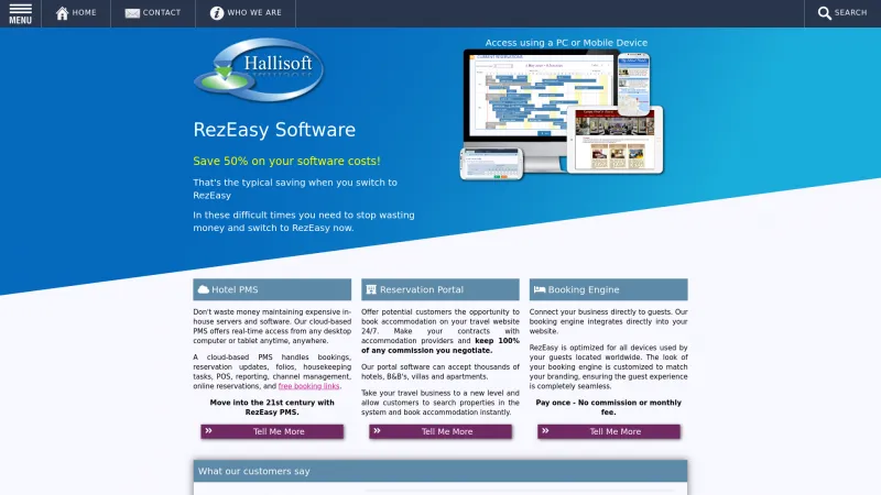 Homepage of RezEasy