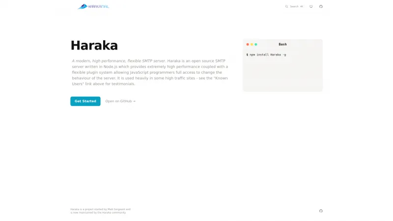 Homepage of Haraka