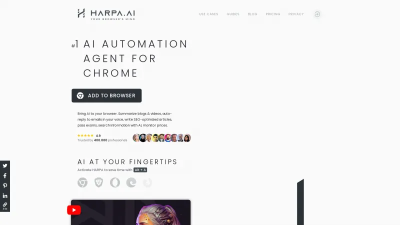 Homepage of HARPA AI