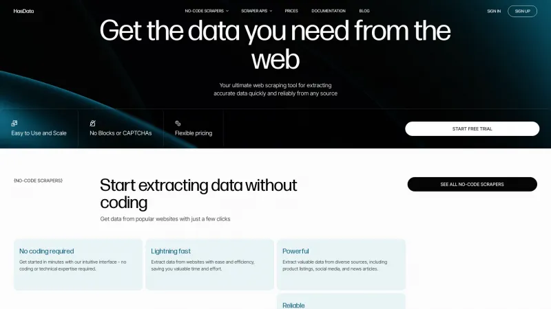 Homepage of HasData