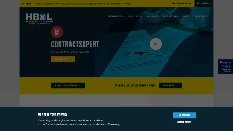 Homepage of ContractsXpert