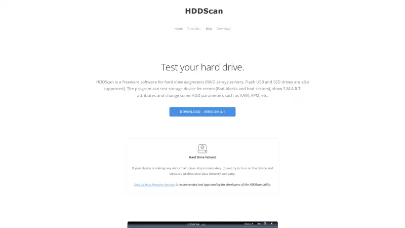 Homepage of HDDScan