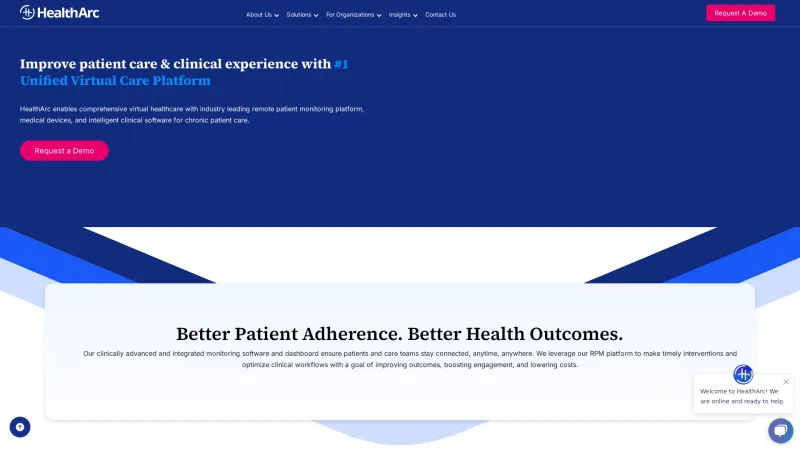 Homepage of HealthArc