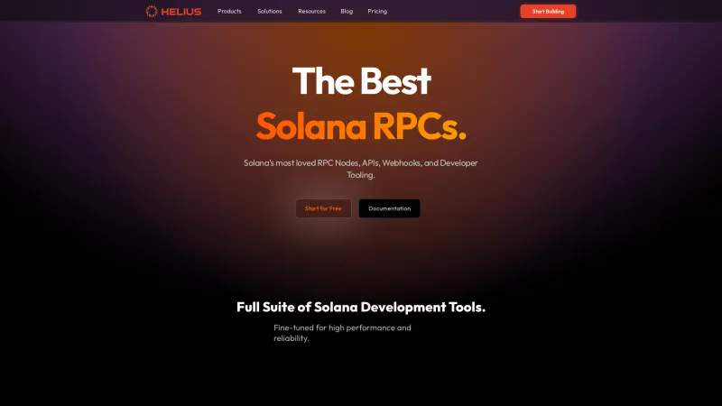 Homepage of Helius