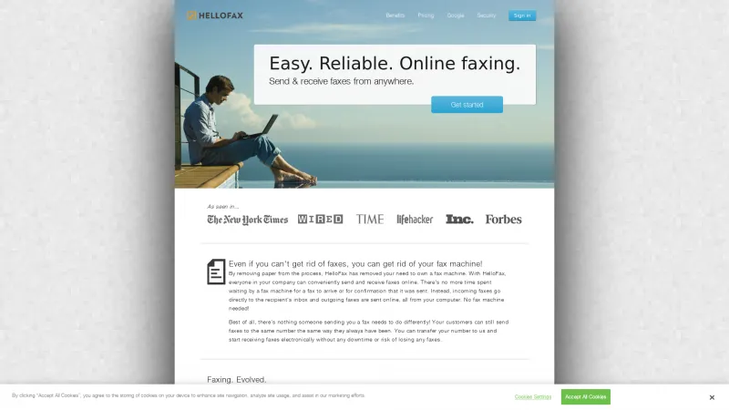 Homepage of HelloFax