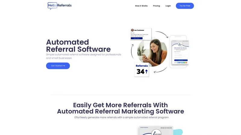 Homepage of Hello Referrals