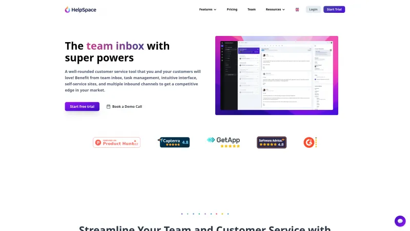 Homepage of HelpSpace