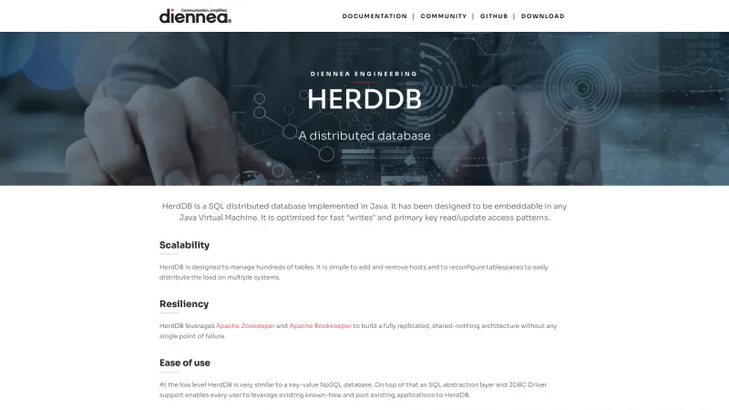 Homepage of HerdDB