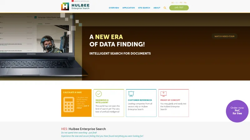 Homepage of Hulbee Enterprise Search