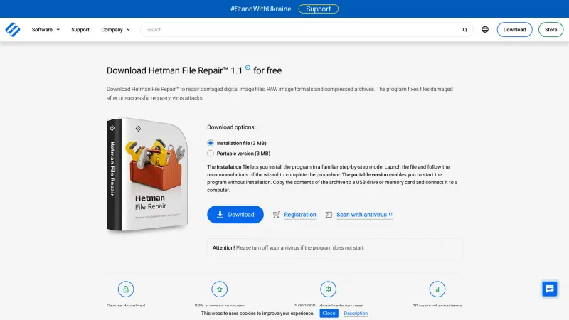 Homepage of Hetman File Repair