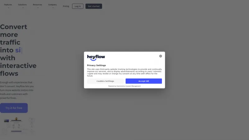 Homepage of Heyflow