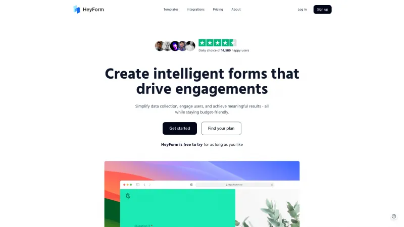 Homepage of HeyForm