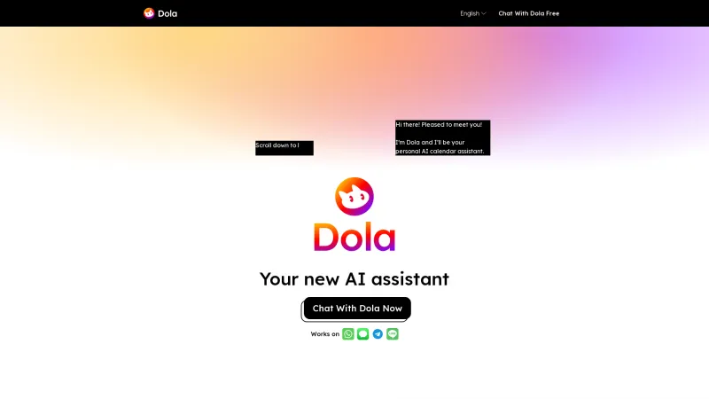 Homepage of Dola