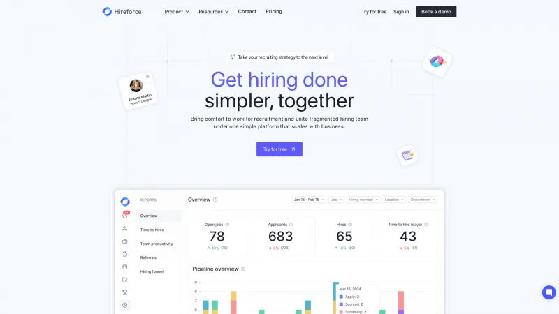 Homepage of Hireforce