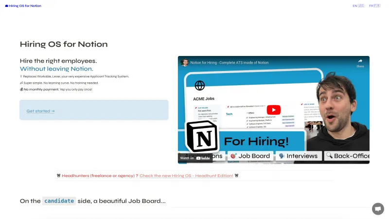 Homepage of Hiring OS for Notion