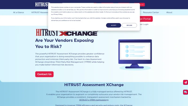 Homepage of HITRUST Assessment XChange