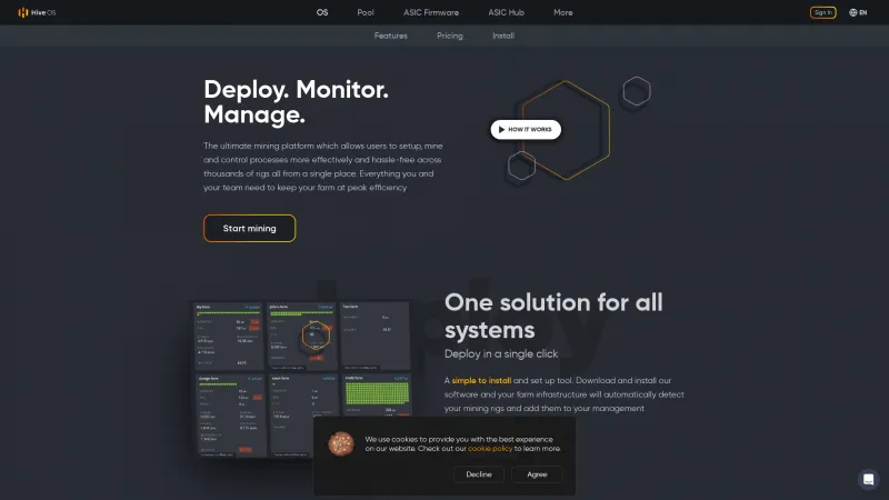 Homepage of Hive OS