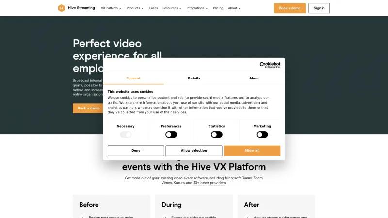 Homepage of Hive Streaming