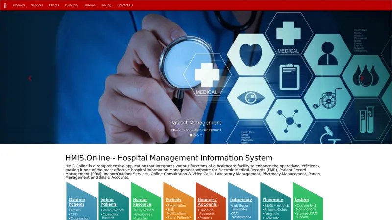 Homepage of HMIS.Online