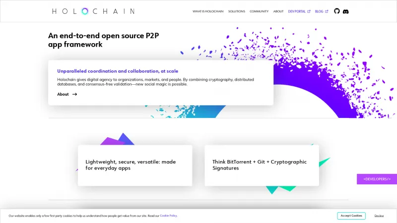 Homepage of Holochain