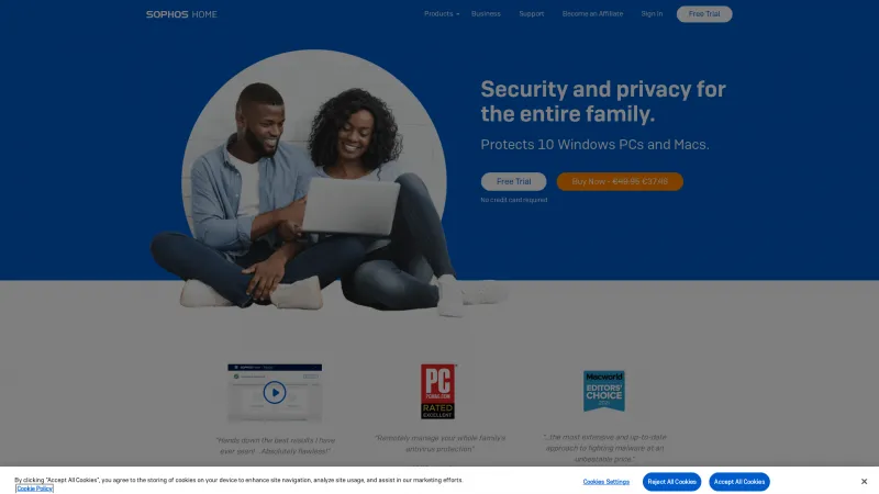 Homepage of Sophos Home