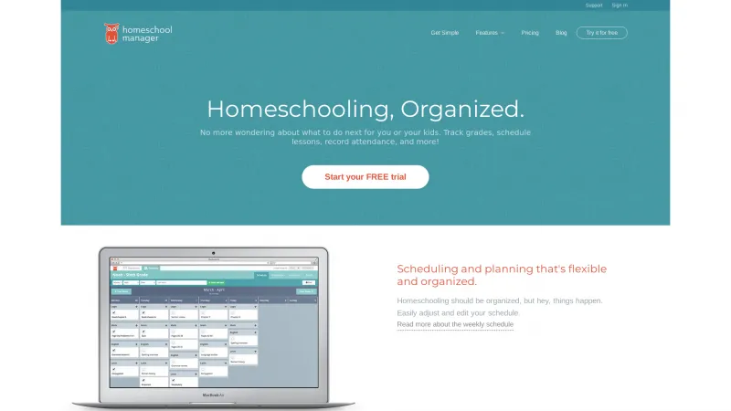 Homepage of Homeschool Manager