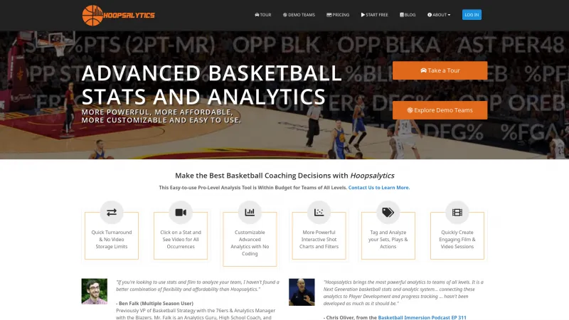 Homepage of Hoopsalytics