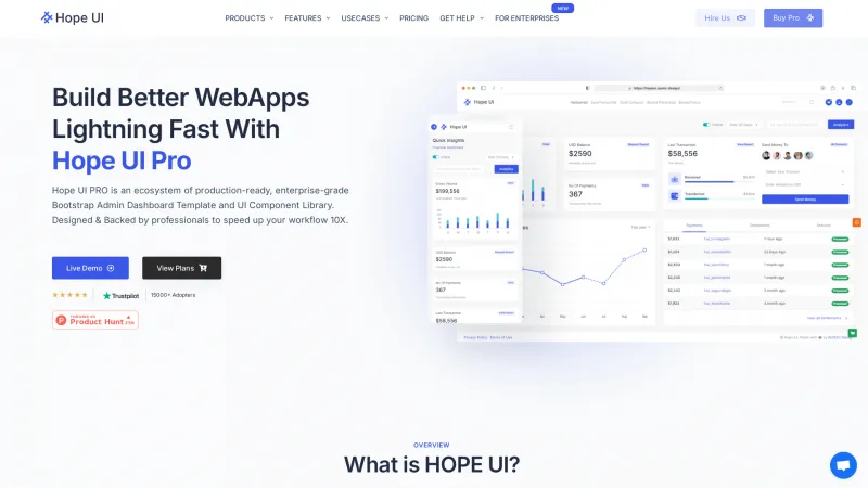 Homepage of Hope UI