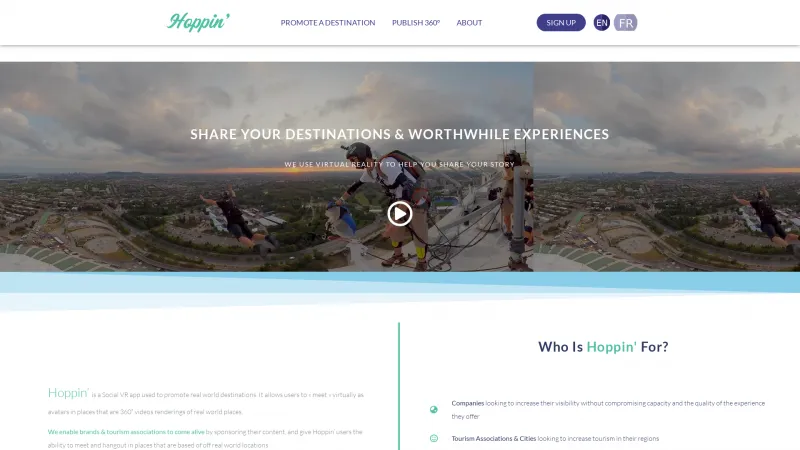 Homepage of Hoppin