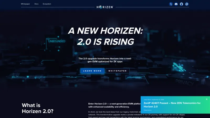 Homepage of Horizen