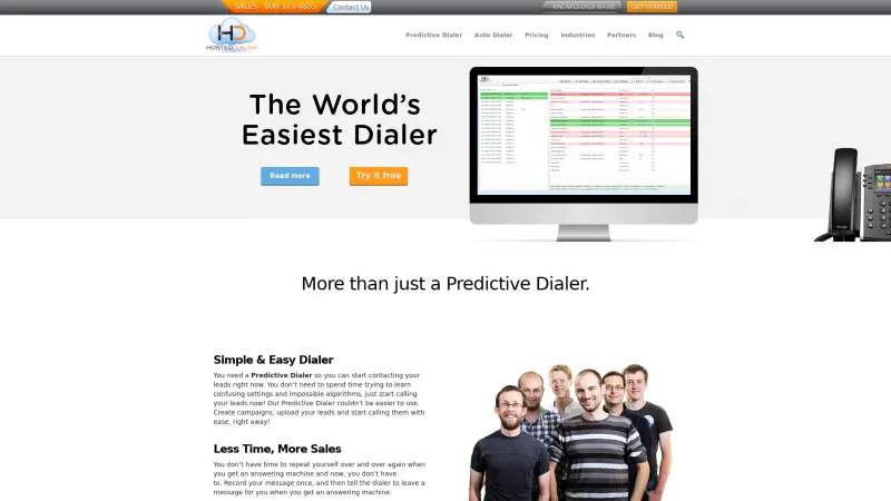 Homepage of Hosted Predictive Dialer