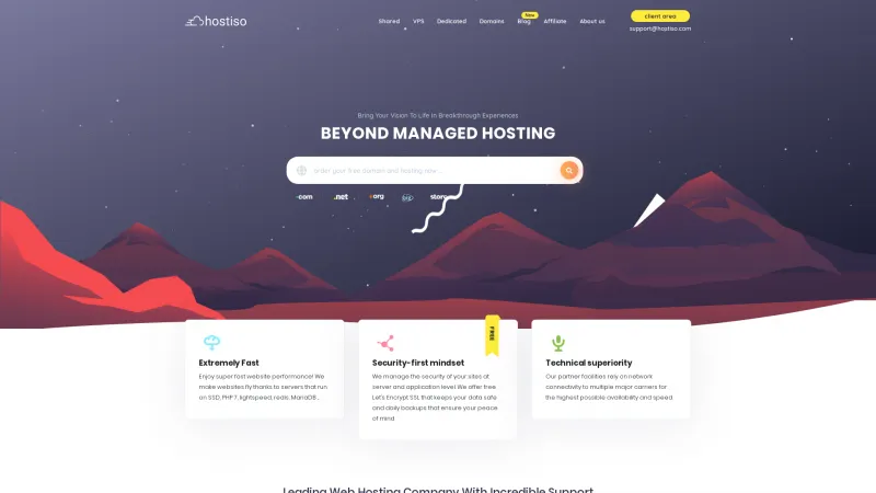 Homepage of Hostiso