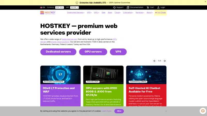 Homepage of HOSTKEY