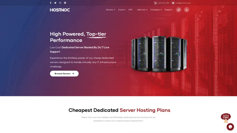 Homepage of HostNOC