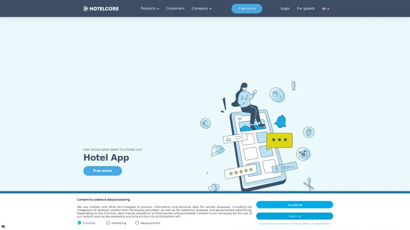 Homepage of Hotelcore