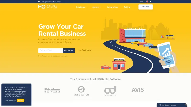 Homepage of HQ Rental Software