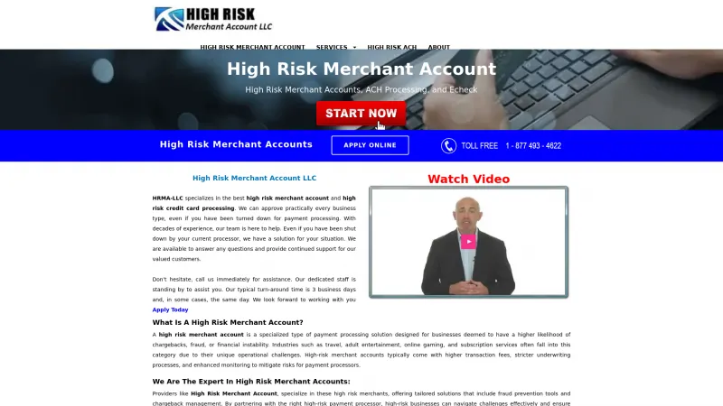 Homepage of High Risk Merchant Account LLC (HRMA-LLC)