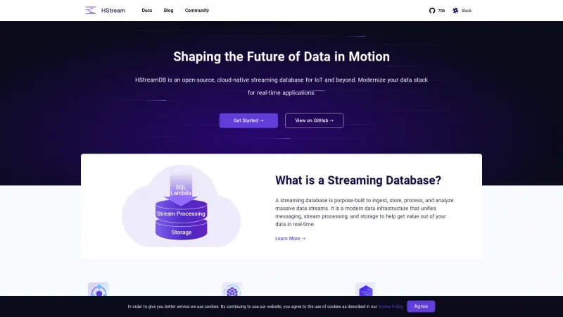 Homepage of HStreamDB