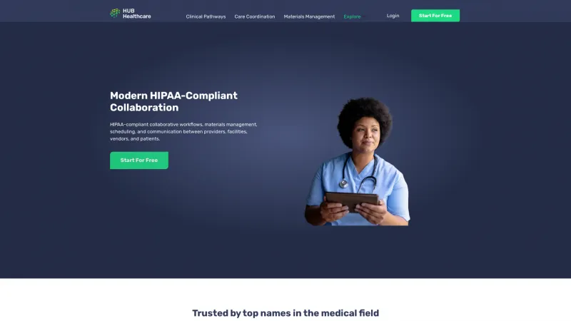 Homepage of HUB Healthcare